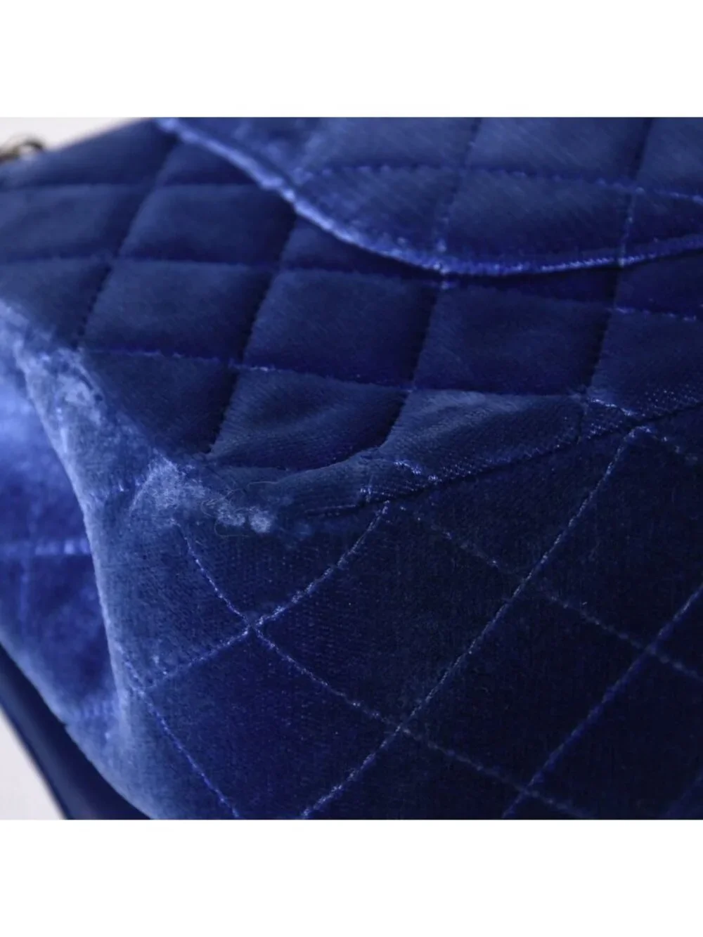 Chanel Quilted 25 Shoulder Bag Double Flap Velour Blue Black